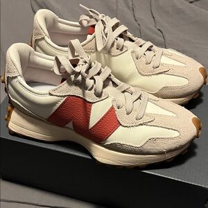 Womens New Balance 327 size 6 beige/red (rusty red) gently worn (3-4 times)